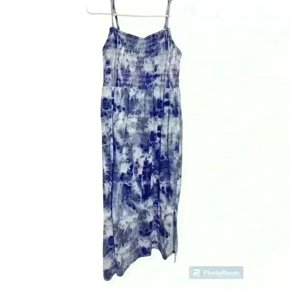 Old Navy Shirred Top Maxi Dress | Blue Tie Dye Comfy Summer Dress | Size Medium